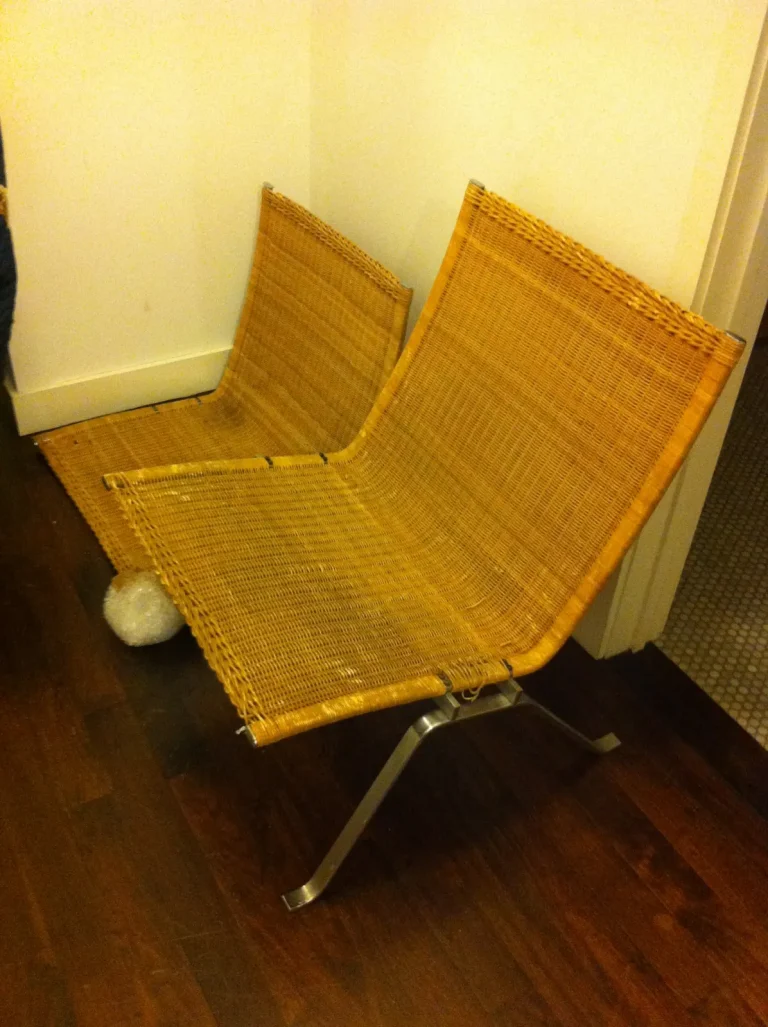 Poul Kjaerholm PK-22 — Wicker Re-weaving — before restoration by Olek Inc.