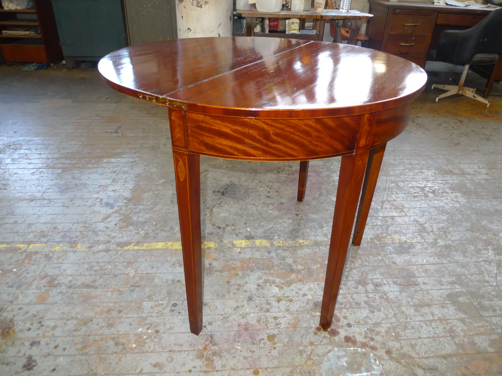 Federal Demilune Console Table — French Polish