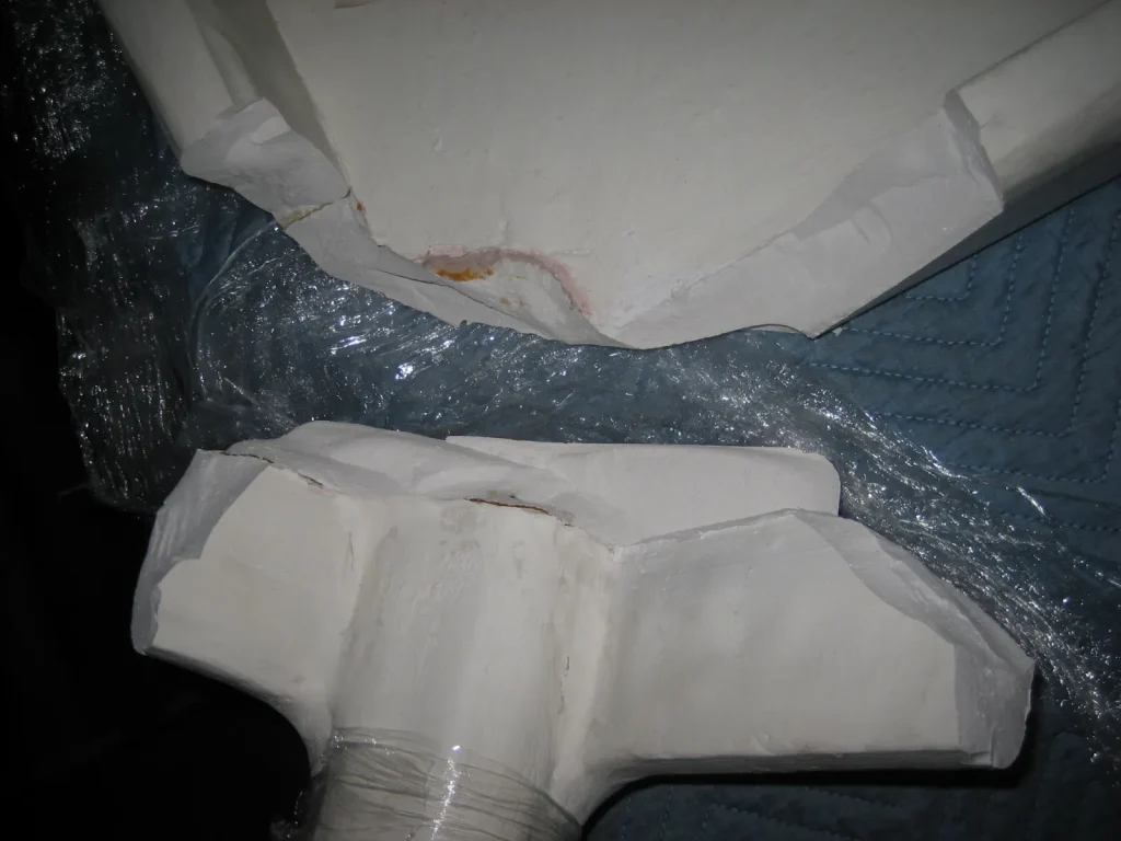 John Dickinson Plaster Art Coffee Table — Repair — Before