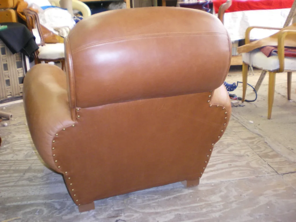 Art Deco French Leather Club Chairs — Reupholstery — After